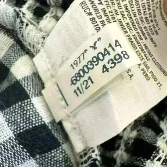 American Eagle Smock Gingham Bow Front Tie Navy blue nautical checkered Top - S - Picture 8 of 10